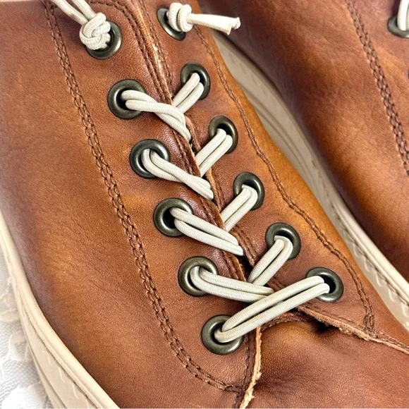 PAUL GREEN Hadley Sneakers Cognac Brown Washed Leather Platform UK 7.5 | US 10 - Picture 6 of 14